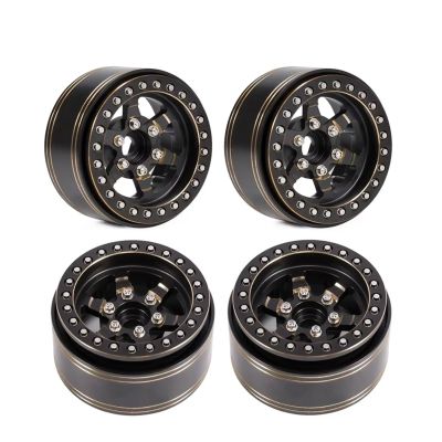 RC Upgrade Accessories for TRX4 for LCG for Chassis for SCX10 1/10 RC Car Crawler Pro VS4 Carbon Kit D90 CC01 4Pcs Brass 1.9 Inch Beadlock Wheel Rims Heavy Duty Hubs