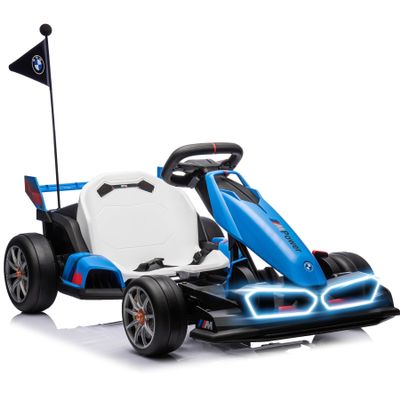 36V Electric Go Kart for Kids, Drift Racing Go Kart, Licensed BMW 7.5 MPH Electric Go Kart with Drift Race Pedal, Adjustable Seat, LED Lights, 600W Powerful Motor for Kids Ages 6+, Blue