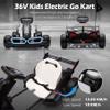 JoyWheels 36V Licensed BMW Electric Go Kart, 7.5 MPH Drift Kart with 600W Motor, Outdoor Driftable Kids Race Pedal Go Karting Car w/Adjustable Seat, Lights, for 6 Years Old, Black view 4