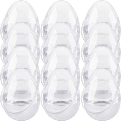 12 Pcs 8 Inch Clear Easter Egg with Handles Large Transparent Easter Eggs DIY Jumbo Easter Egg for Easter Hunt Game Supplies Party Decoration