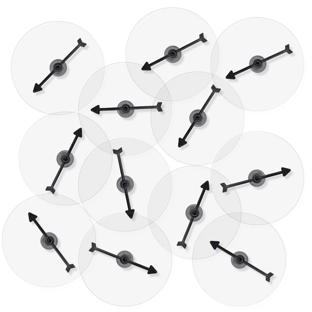 12pcs Game Spinners, Blank Acrylic Clear Game Board with Rotating Arrows Erasable Arrow Spinners for Classroom Activities (Round, Black Arrow)