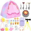 BARWA 35 Pcs Travel Camping Tent Set Include Doll Tent Casual Dress, Outfits, Campfire with Light, Telescope, Backpack, Placemat, Chair, Toy Dog Camping Playset for 11.5 Inch Girl Dolls for Kid view 2