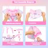 BARWA 35 Pcs Travel Camping Tent Set Include Doll Tent Casual Dress, Outfits, Campfire with Light, Telescope, Backpack, Placemat, Chair, Toy Dog Camping Playset for 11.5 Inch Girl Dolls for Kid view 3