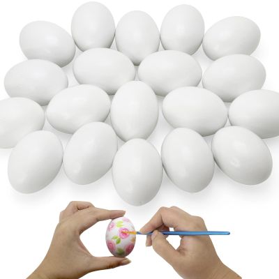 20 PCS White Wooden Eggs to Paint Fake Easter Eggs Dummy Faux Wooden Eggs for Crafts, Easter Decorations, Home Decoration