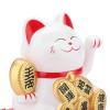 Solar Powered Welcoming Cat Adorable Waving Beckoning Fortune Lucky Cat Home Car Decor (White) view 4