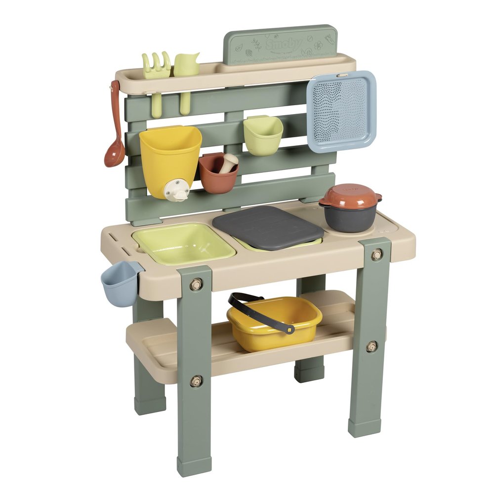 Smoby Life Mud Kitchen Game with 11 Accessories Anti-UV Treated Recycled Material from 3 Years and Above Made in France