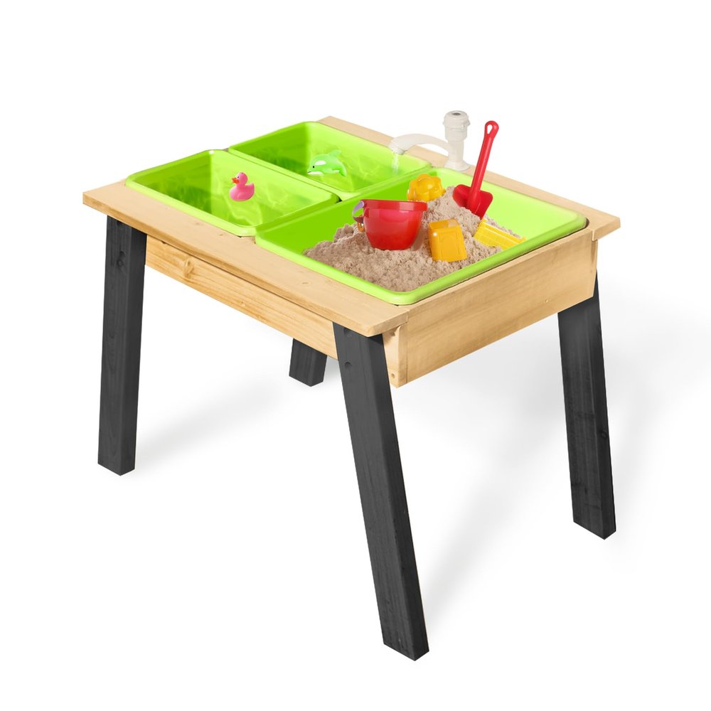 K LUCKIDS Kids Rushing River Falls Sensory Table, Wood Sand Table Playset for Kids, Outdoor Wooden Toy Play Water Table Set for Boys and Girls, Picnic Table for Outdoor Backyard Splash Table (Black1)