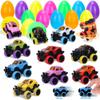 12 Pack Prefilled Easter Eggs With Toys, Die-cast Cars Easter Basket Egg Hunt Stuffers, Pre Filled Easter Eggs fillers For Kids,Pull Back Mini Monster Car Trucks for Kids Gifts Party Favors view 1