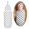 Muishi Black Polka Dots Newborn Swaddle Blankets Hat Sets Soft Baby Receiving Blanket Swaddle Sack for Baby Shower Infant Boy Girl Gift view 1
