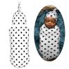 Muishi Black Polka Dots Newborn Swaddle Blankets Hat Sets Soft Baby Receiving Blanket Swaddle Sack for Baby Shower Infant Boy Girl Gift view 2