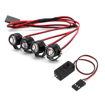 INJORA Round LED Lights with Controller for TRX4M SCX24 1/18 1/24 RC Crawlers Upgrade(4LED Yellow&Controller)