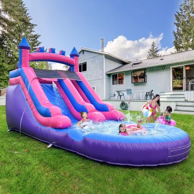 21FT Commercial Grade Water Slide for KidsPVC Inflatable Water Slides with Big Airtight Splash Water Pool,Bounce Slide for Party Fun (Pink &Purple)