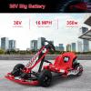 Electric Go Kart Drift Kart, 36V Drift Kart with Adjustable Length & High/Low Speed Modes, 350W Motor Kids Ride-On Toy for Ages 6 7 8 9 10 11 12, Max Load 187 lbs Red view 2