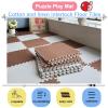 DSJBGSS Playmat 10 Pcs Carpet Interlocking Foam Mats, Cotton Linen Puzzle Play Mat - for Floor Protection, Garage, Exercise, Yoga, Playroom(Light Purple) view 2