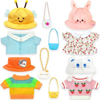 Kireidane Capybara Plush Clothes & Accessories Set, 12 Pcs of Stuffed Animal Clothes for 12 in Capybara Plush Toys Dress Up (Yellow)
