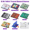 8-in-1 Mini Travel Board Games Set, Magnetic Checkers Game with Folding Magnet Board, 4 in a Row Game, 5.2'' Compact Design Ideal for Family/Road Trip/Travel/Camping Party, Included Storage Bag view 2