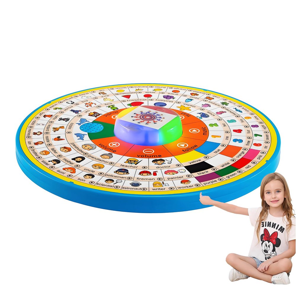 Lokorus Electric Learning Toy for Kids 6 Months and up,12.83inch Large Interactive Sensory Musical Educational Toy for Toddlers,Rotatable English Learning Chart