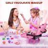 Kids Makeup Sets for Girls - Pretend Make Up Kits Real Washable Princess Toys with Mirror, Real Dressing Table with Stand Play Makeup Toys for 3 4 5 6 7 8-12 Year Old Girls Birthday & Christmas view 2