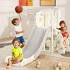 6 in 1 Toddler Slide, Kids Slider for 1-3, Indoor Outdoor Playset Playground with Basketball Hoop, Storage, Climber and Telescope, Great Gift for Baby & Child, Grey and White view 1