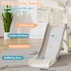 6 in 1 Toddler Slide, Kids Slider for 1-3, Indoor Outdoor Playset Playground with Basketball Hoop, Storage, Climber and Telescope, Great Gift for Baby & Child, Grey and White view 4