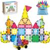 PicassoTiles Magnetic Tiles 61 Piece Magnet Tile Building Blocks Construction Sensory Toy Set with Carry Bag Storage Bin Container STEM Toddler Learning Educational Pretend Play Boy Girl Ages 3+ PT07 view 1