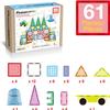 PicassoTiles Magnetic Tiles 61 Piece Magnet Tile Building Blocks Construction Sensory Toy Set with Carry Bag Storage Bin Container STEM Toddler Learning Educational Pretend Play Boy Girl Ages 3+ PT07 view 3
