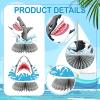 12 Pcs Summer Shark Birthday Party Decoration Shark Honeycomb Centerpiece Table Topper Ocean Table Centerpiece Under the Sea Theme Table Decoration for Ocean Theme Party Favors view 3