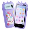 Kids Toys Phone, 3.97" Touchscreen Mini Phones for Kids, Learning Phone Puzzle Games, 1500mA Toys Cell Phone, 8GB Card Purple view 1
