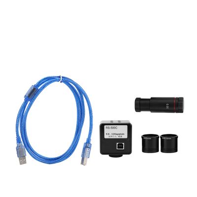 5MP USB Microscope Camera, Drive Industrial Eyepiece Camera with 0.5X CCD Adapter, USB2.0 High Speed Interface 480Mb / s, High Resolution Digital with CMOS Sensor
