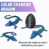 Amerimaker 20" Articulated 3D Printed Dragon  Color-Changing Fidget Figurine, Mythical Figure, Made in USA, 3D Printed Toys - Valentines Day Gift for Boys and Girls (Blue/Green with Black Egg) view 2