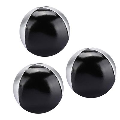 CHICIRIS Juggling Ball Set Silver Black PU Leather, Portable Juggling Ball Lightweight Tear, PU Soft Smooth