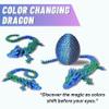 20" Articulated 3 Dimensional Printed Dragon  Color-Changing Figurine, Desktop Toy, Mythical Dragon Figure, Made in USA, 3D printed - Valentines Day gift for Boys and Girls (Blue/Green With Blue Egg) view 2