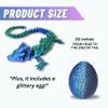 20" Articulated 3 Dimensional Printed Dragon  Color-Changing Figurine, Desktop Toy, Mythical Dragon Figure, Made in USA, 3D printed - Valentines Day gift for Boys and Girls (Blue/Green With Blue Egg) view 3