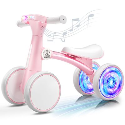 Ridego Colorful Lighting Baby Balance Bike for 1 Year Old Girls Gifts,Toddler Toys for 12-24 Month with Music,4 Silence Wheels Baby Walker,Toddler First Bike for 12-24 Month Birthday Toys Gifts