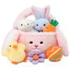 7 Piece Plush Stuffed Animals Playset Toys with Rabbit, Chick, Lamb, Carrot, Egg, Flower, Furry Bag, Soft Basket Set Toys for Girls Kids Ages 3+, Birthday Christmas Valentines Easter Party Favors view 1