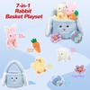 7 Piece Plush Stuffed Animals Playset Toys with Rabbit, Chick, Lamb, Carrot, Egg, Flower, Furry Bag, Soft Basket Set Toys for Girls Kids Ages 3+, Birthday Christmas Valentines Easter Party Favors view 4