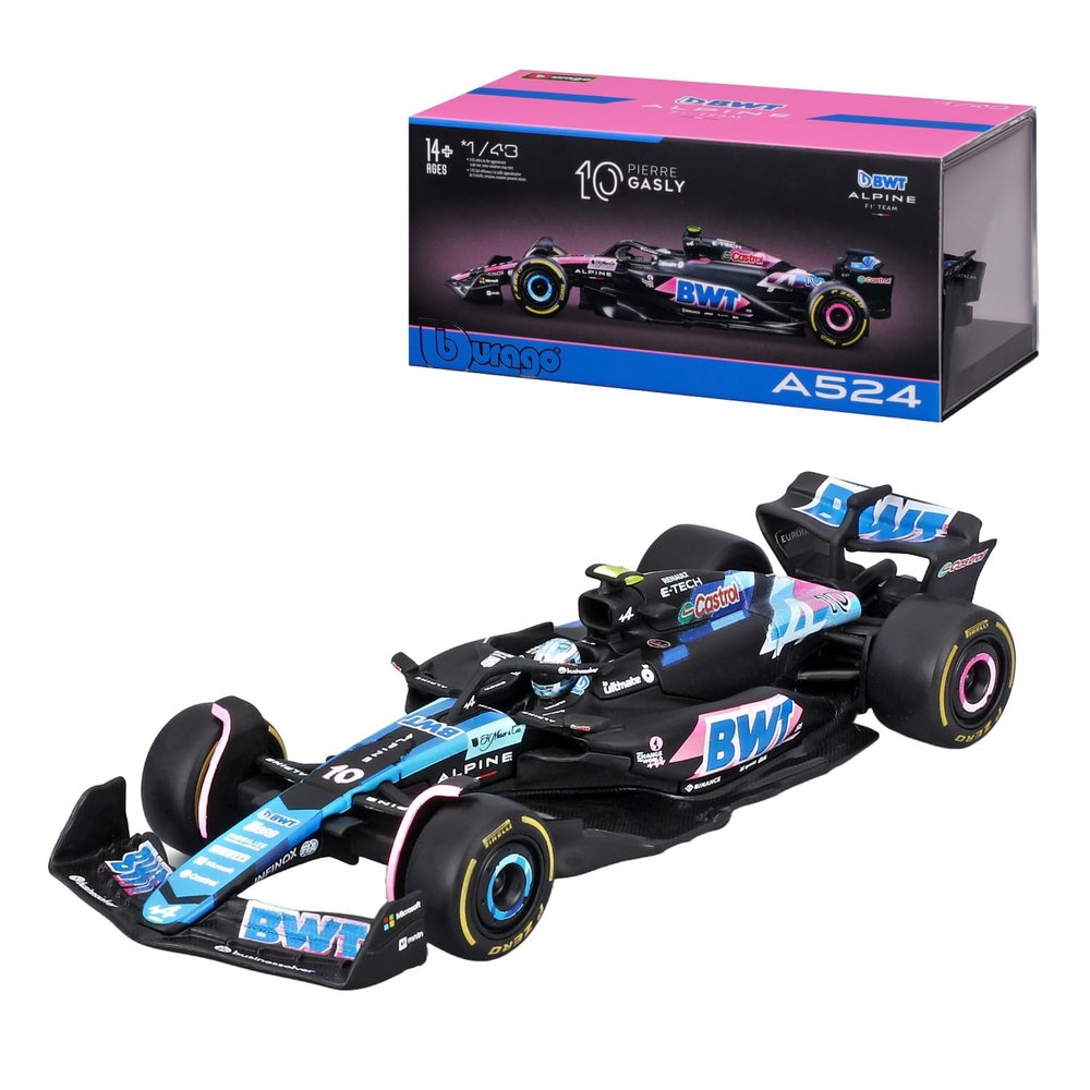 Bburago 1:43 2024 Race BWT Alpine F1 Team A524 with Helmet Gasly #10