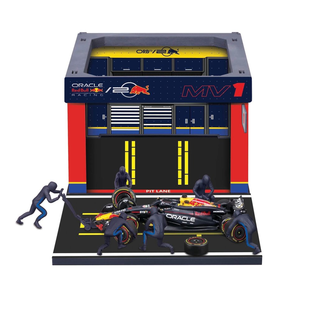 Bburago 1:43 2024 Race Oracle Red Bull RB20 Pit Pass, Verstappen #1
