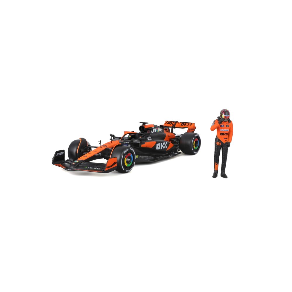 Bburago 1:24 2024 Race McLaren MCL38 with Figure, Piastri #81