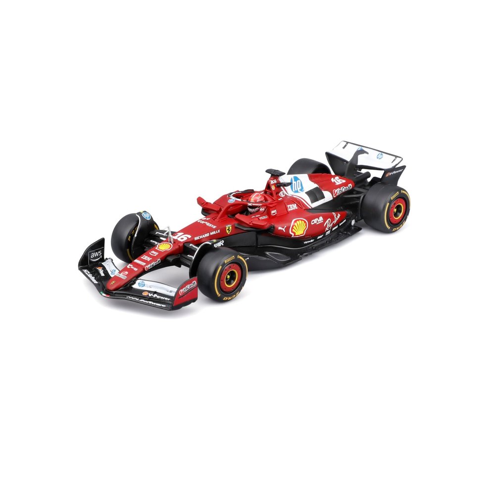 Bburago 1:43 2025 Ferrari Season Car w/Helmet, Leclerc #16