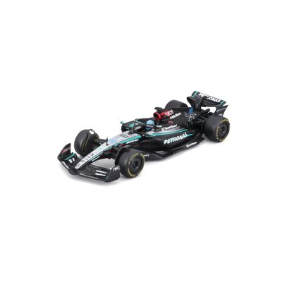 Bburago 1:43 Scale 2024 Formula Race Mercedes W15 Diecast Vehicle with Helmet, Russell #63