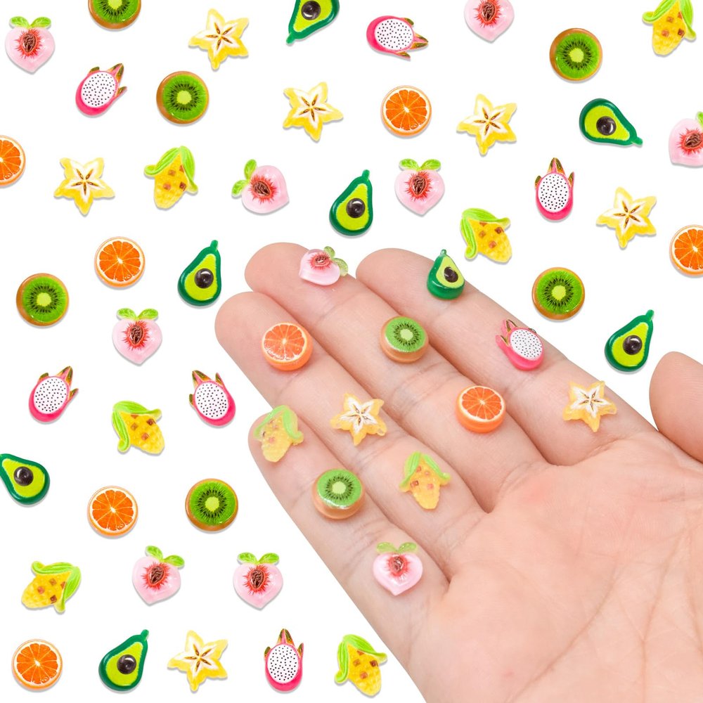 100 Pieces Mini Fruits for Dollhouse Miniatures Mini Food for Crafts Tiny Resin Things for Dollhouse Mini Kitchen Micro Landscaping Decoration