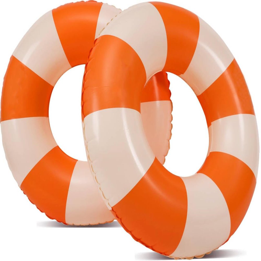 2 PCS Inflatable Pool Floats for Swimming Pool Party Lake Beach Adults - Floaties Pool Tubes Swim Rings Tubes Floaties for Beach Pool Party Decorations (Orange, 80)