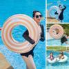 2 PCS Extra Large 42 INCH Striped Pool Floats for Adults Swimming Rings Tube with Handles -Inflatable Pool Float Tube for Adults Pool Floats for The Beach, Party, Vacation (Blue and Orange, XL) view 3