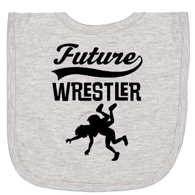inktastic Wrestling Future Wrestler Newborn Bib Heather Grey 3de24