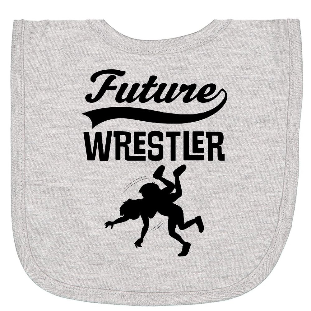 inktastic Wrestling Future Wrestler Newborn Bib Heather Grey 3de24