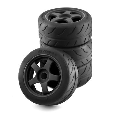 102mm RC On-Road tires Quality Recommended 4 Pcs 1/8 Replic Plastic wheels 12mm Hex Fits most 1/7 1/8 1/10 RC On-Road Cars/Quality Recommended/%t059 (Black)