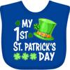 inktastic My 1st St. Patrick's Day Green Top Hat and Clovers Baby Bib Royal Blue 39cb3 view 1