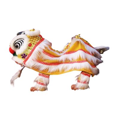 Chinese Marionette Lion Toy, Creative,Sturdy,Handmade,String Lion Dance Puppet Spring Festival Chinese New Year Gift, Yellow White