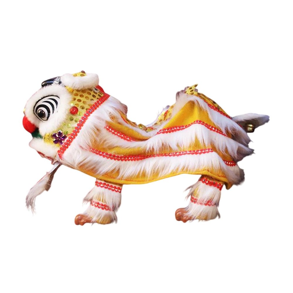 Chinese Marionette Lion Toy, Creative,Sturdy,Handmade,String Lion Dance Puppet Spring Festival Chinese New Year Gift, Yellow White